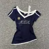 Camiseta Sexy de Manga Curta com Decote em V Estilo Coreano para Mulheres, Novo Modelo Verão 2026, Costura de Renda, Ajuste ao Corpo, Emagrecimento, Top Curto