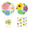 Mm147 Flores de Primavera Girasol Mariposa Vajilla de Cumpleaños para 8 Personas Juego de 4 Piezas Plato de Papel Vaso de Papel