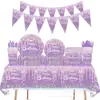 Festa de Aniversário Tema Diamante Artigos de Festa Decoração de Aniversário Roxo Rosa Azul Tiffany Balões Decorativos Pratos de Papel Louças