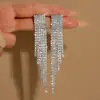Brincos Europeus e Americanos Exagerados com Franjas Longas Elegantes para Festa à Noite Brilhantes com Strass Brincos Pendentes para Mulheres Design Sense Brincos Emagrecedores