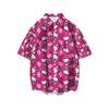 Camisa de Hello Kitty de manga corta con el mismo estilo de Hello Kitty, nueva camisa de verano para hombre y mujer, holgada, combinable, con lindas flores.