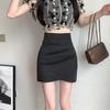 2025 Estilo Coreano Verano Nuevo Estilo Cintura Alta Sexy Negro Asimétrico Look Adelgazante Sexy Falda Corta