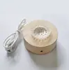 Base de Cubo de Bola de Cristal Luminosa de Madera Maciza Portalámparas Redondo de Luz de Colores Enchufe USB Adorno de Base Giratoria de Madera
