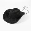 Sombrero vaquero de paja de rafia tejido a mano casual de moda primavera y verano con cuerda para atar, a prueba de viento, protector solar, sombrero de paja, marea