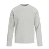 Camiseta de Manga Larga de Color Sólido Estilo Retro Americano 11Kn para Hombres y Mujeres, Algodón Puro, Estilo Básico, Cuello Redondo Moderno, Top Casual Holgado