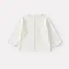 Nova coleção de outono, camisa simples com babados na barra para bebês e crianças pequenas, conjunto de duas peças doce com gola, suéter e vestido para bebês meninas