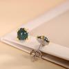 Pendientes de plata S925 con incrustaciones de jade azul agua, cuentas redondas pequeñas, moda para mujer, pendientes sencillos y compactos, material peligroso