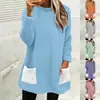 Nueva sudadera con capucha y bolsillo de felpa para mujer, manga larga, con bloques de color, estación independiente de Amazon europea y americana, transfronteriza