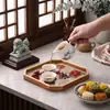 Nuevo Estilo Chino Octagonal Madera Maciza Vidrio Bandeja Estilo Chino Ilustración Propicia Bandeja de Té Sala de Té Juego de Té Descanso para el Té Almacenamiento Plato Decorativo Pequeño