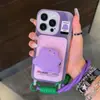 Suporte para Cartão com Cordão Capa para Celular Roxo Monstrinho Suporte Adequado para Apple 17Pro Anti-Queda Pulseira Cordão Moda Case