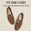 Mocasines Forrados de Lana con Hebilla Dorada para Mujer, Novedad Otoño e Invierno 2025, Estilo Británico Versátil Retro, Zapatos de Piel con Tacón Oculto