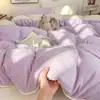 Conjunto de Quatro Peças de Veludo Leite para Dormir Nu Genuíno Conjunto de Três Peças de Fleece de Coral Estilo Creme de Inverno Lençol de Veludo para Bebê Capa de Edredom