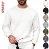 Sudadera de moda americana transfronteriza Amazon primavera/otoño para hombre, retro, casual, para ir al trabajo, deportiva, simple, cuello redondo, con textura