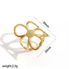 Série Flores Vazadas Transfronteiriça Anel de Aço Titânio Anel Design de Nicho Feminino Anel Versátil de Aço Inoxidável Não Desbota