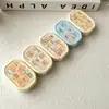 Estuche para Lentes de Contacto Pequeño Portátil de ABS con Tapa Abatible Simple, Oso Amarillo de Dibujos Animados, Caja de Almacenamiento para Lentes de Contacto de Color