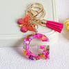 Llavero con borla de mariposa de 26 letras con pegamento de piedra de cristal y 26 letras de Creative Europe y Estados Unidos, joyería colgante.