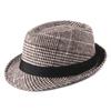Sombrero de Lana Nuevo Otoño e Invierno Sombrero de Copa para Hombre Moda Retro Británica Sombrero de Jazz a Cuadros Versátil Informal Sombrero de Caballero