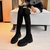 Chica Gordita talla grande botas talla grande 2023 populares botas delgadas forradas con vellón fondo grueso elásticas botas por encima de la rodilla tacón grueso botas largas
