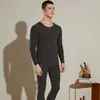 Traje de ropa interior térmica de terciopelo para hombre y mujer de invierno, camiseta básica sin costuras cepillada, ropa de otoño para parejas, pantalones largos