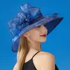 Sombrero de Sol Europeo y Americano para Mujer de Organza Color Sólido con Flor Grande Sombrilla Sombrero de Dama Británica Elegante Elegante Sombrero de Sol