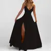 2026 Novo Vestido Longo Feminino Transfronteiriço Europeu e Americano de Alta Qualidade com Temperamento Cor Sólida Cintura Marcada Solto com Fenda