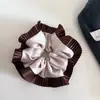 Flor de Cabello de Satén Plisado de Alta Calidad Anillo para el Cabello Texturizado Cuerda para el Cabello de Bola de Bajo Grado Lazo Grande Femenino