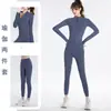 Conjunto de Yoga de Dos Piezas Transfronterizo para Mujer Otoño Chaqueta con Cuello Alto Alta Elasticidad Adelgazante Levantamiento de Glúteos de Durazno Set de Entrenamiento para Correr Fitness