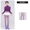 Traje de dança jazz para meninas, roupa de dança roxa brilhante, collant, roupa de treino, conjunto de roupa para yoga, traje de apresentação para meninas