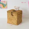 Caja de Servilletas Tejida a Mano de Paja, Caja de Pañuelos para el Hogar, Artículo Decorativo Hecho a Mano, Caja de Pañuelos para Baño Inspirada en Hoteles y Estilo Folclórico