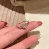 Anillo de Corazón Incrustado con Diamantes de Plata Esterlina S925 para Mujer, Estilo Vintage de Lujo Ligero, Diseño de Nicho de Alta Gama, Popular en Xiaohongshu