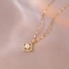 Collar para Mujer, Collar de Zirconia con Forma de Corazón a la Moda, Nicho Simple Versátil Nuevo Estilo, Elegante Collar de Acero al Titanio Joyería al por Mayor