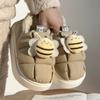 Pantuflas de algodón plumón para mujer, cálidas de invierno, suela gruesa, felpa, para interior, hogar, simples, zapatos de algodón, zapatos de noviembre lunar de otoño, venta al por mayor