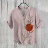 Camisa Digital 3D para Hombre Transfronteriza Patrón de Samurái Cuello en V Manga Corta 3 Botones Camisa Polo Fábrica de Origen