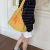 Bolsa de lona tipo tote ligera con cordón, estilo coreano, de nicho, para mujer, bolsa de hombro casual para compras, gran capacidad, simple, para el día a día
