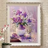 Pintura Diamantada Série Flores DIY Feita à Mão, Arte de Parede para Decoração de Casa, Ponto Cruz com Diamantes, Atacado de Fornecedores de Comércio Exterior