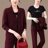 Traje Deportivo de Solapa a la Moda para Mujer 2026 Primavera y Otoño Cárdigan Sudadera Casual Reductor de Edad Tallas Grandes Conjunto de Tres Piezas para Mamá