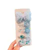 Grampo de Cabelo Infantil com Laço de Tela Concha Estrela do Mar Presilha de Cabelo Doce Desenho Animado Acessório de Cabelo para Menina Princesa