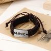 Moda Transfronteriza Aleación Combinación Placa de Letra Inglesa Pulsera de Cuero Cadena de Joyería Accesorios Personalizados de Moda Venta Caliente