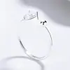 Anillo de Zirconia con Diamante de Gota de Agua para Mujer Anillo Abierto de Plata 925 Anillo de Nicho de Alta Gama Joyería de Mano Elegante Coreana Ins