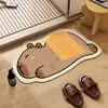 Alfombra de Piso de Barro de Diatomeas Dibujo Animado de Capibara Alfombrilla para Pies Absorbente de Agua de Baño Capibara Lindo Forma Irregular Antideslizante Alfombra de Entrada