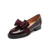 2025 Europeo y Americano Sexy Punta de Cuero Lazo Profundo Tacón Grueso Slip-on Mocasines Talla Grande Zapatos de Mujer de una Sola Capa