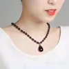 Collar con colgante minimalista de amatista de imitación de alta calidad, forma de lágrima, cadena para la clavícula, un regalo festivo, un colgante de lágrima para madres, un regalo de cumpleaños para mujeres