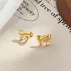 Pendientes Minimalistas de Moda con Lazo Pequeño de Acero de Titanio para Mujer, Estilo Fresco, Temperamento Único, Pendientes Frescos, Accesorios de Moda de Celebridades de Internet