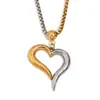 Design de Nicho Europeu e Americano Personalidade Criativa Pingente Aço Inoxidável Banhado a Ouro 18K Cor Dupla Oblíqua Amor Quadrado Corrente de Pérolas Colar