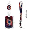 Lanyard de Poliéster con Estampado de Cactus Aleación de Zinc Elástico Estrella Hebilla Easy Pull Portatarjetas Floral Pequeño Easy Pull