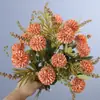 Color Otoño 5 Cabezas Diente de León Flor Artificial Tenis de Mesa Crisantemo Flor Falsa Decoración Ramo de Mano Bola de Espinas Diente de León Retro Paisajismo