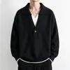 Suéter de Punto Falso Dos Piezas con Cuello para Hombre Temporada Otoño/Invierno 2026 Nuevo Estilo Camisa Polo Doble Cuello en V Ropa de Lana Ropa Interior