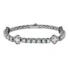 Pulsera de Cadena Tenis Trébol de Cuatro Hojas de Acero de Titanio, Versátil, de Alta Gama, Lujo Ligero, Pulsera de Trébol de Cuatro Hojas con Circonita, Exquisito Diseño de Lujo Ligero