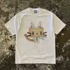 Camiseta de verano de algodón puro con estampado de gato retro americano lindo, corte holgado, diseño de nicho, manga corta para niños y niñas