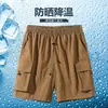 Bermuda cargo masculina de atacado transfronteiriça de verão em nylon e seda gelada, de secagem rápida, respirável, moderna, casual, com múltiplos bolsos